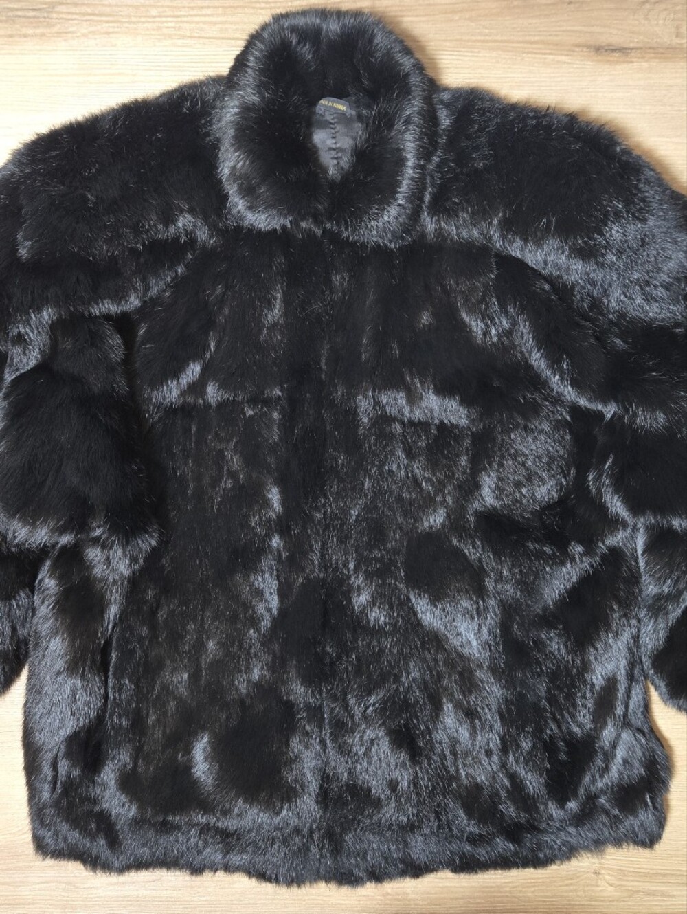 Luxury Black Rabbit Fur Coat - Elegant
